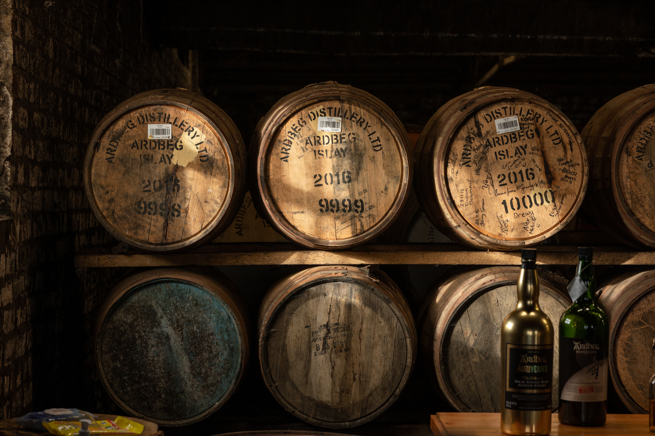 Whisky casks at Ardbeg, Islay
