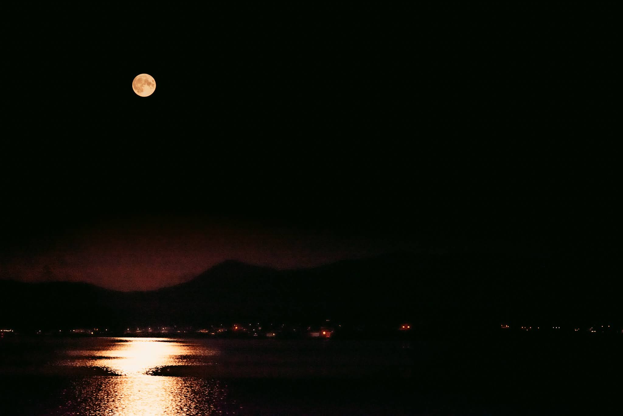 Harvest moon over Bowmore Islay
